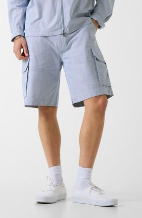 Guess Stripe Cargo Denim Shorts in Daring Ocean/White at Nordstrom, Size 28