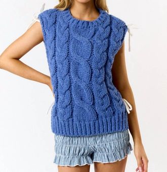 Blue Blush Chunky Sweater Vest In Blue