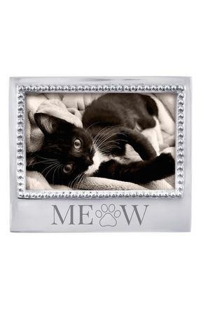 Mariposa Meow Beaded 4 x 6-Inch Picture Frame in Silver at Nordstrom