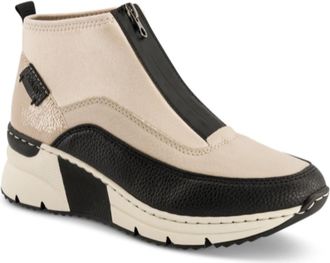 Rieker Sportieve Sneaker Boots - Dames - Enkellaarsjes - Beige - 39 EU - Leer - Schoenen