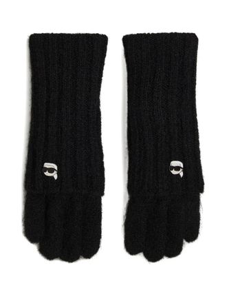 Karl Lagerfeld Ikon pin knitted gloves - Black