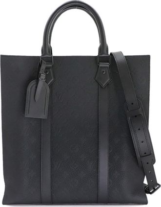 Louis Vuitton Black Leather Handbag Tote Bag (Pre-Owned)
