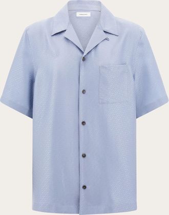 Ferragamo Uomo Camicia manica corta in seta Blu