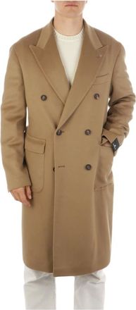Tagliatore Double-Breasted Coats, male, Brown, Size: L Londra Coat