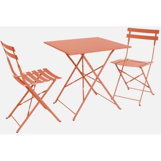 Sweeek Set tavolo da giardino pieghevole in acciaio con 2 sedie, 70cm