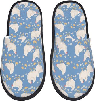 Generic House Slipper Funny Chicken Print Soft Spa Slippers Plush Comfortable Winter Slippers Family Travel L