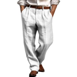 Generic Mens s Sale Clearance Men Trousers Wrinkle-Resistant Slim Fit Bottom Skinny Linen Workwear Sweatpant Elastic Waistband High Waist Combat Trousers Offi