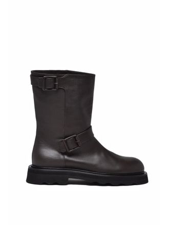 Pomme Dor Brown Leather Buckle Biker Boots