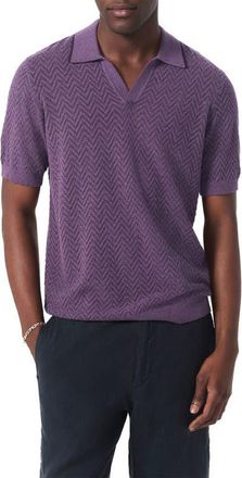 Rag & Bone Zuma Johnny Collar Chevron Terry Cloth Polo in Purple at Nordstrom, Size Xx-Large
