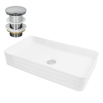 ML Design Lavabo rectangular sobre encimera para ba&ntilde;o cer&aacute;mico
