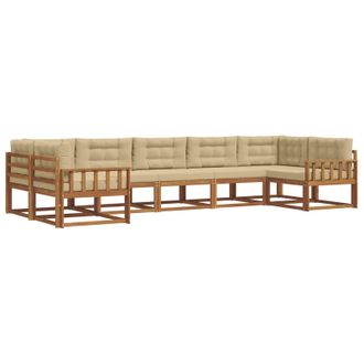 vidaXL Conjunto De Sof&aacute;s De Exterior Con Coj&iacute;n 7 Pcs Natural Y Beige Vidaxl
