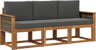 vidaXL Conjunto De Sof&aacute;s De Exterior 3 Uds. Natural Y Antracita Vidaxl