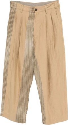 Ziggy Chen Pantaloni a gamba ampia con design patchwork - Marrone