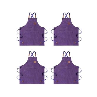 OEM Delantal De Cocina De Lona 4x Para Hombre Y Mujer, Delantal De Chef Con Espalda Cruzada Y 3 Bolsillos (morado)