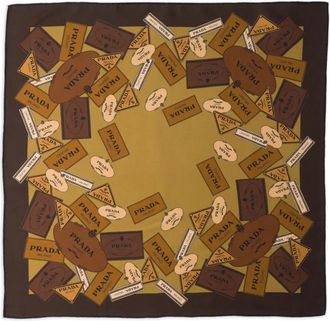 Prada Sciarpa in twill con stampa Heritage - Marrone