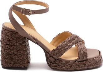 Castaner Sandalen met hoge hak - Dames - Sandalen met hakken - Grijs - 39 EU - Leer - Schoenen