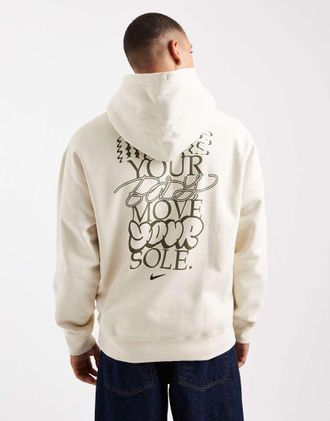 Nike Solo Swoosh - Felpa con cappuccio beige con grafica-Neutro