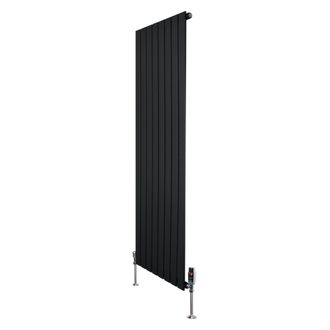 MonsterShop Flat Single Column Radiator & Valves - 1600mm x 560mm - Black