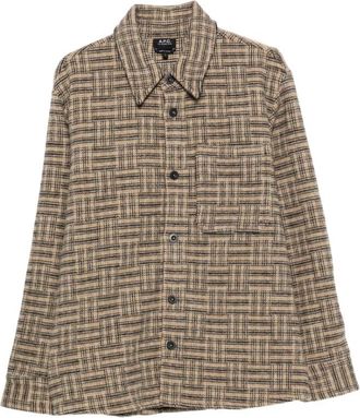 A.P.C. Shirt - Heren - Casual Overhemden - Beige - XL - Overhemden