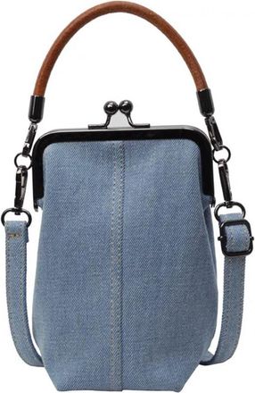 Generic Ladies Mini Crossbody Bag with Detachable Strap Denim Versatile Satchel Bag Retro Shoulder Bag Women Commute Travel Phone Bag (Blue)