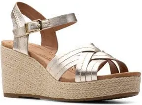 Clarks Sabina Platform Wedge Sandal in Champagne at Nordstrom Rack, Size 8.5