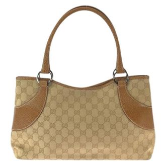 Gucci Pre-owned Shoulder Bags, female, Beige, Size: ONE SIZE Pre-owned Canvas Shoulder Bag