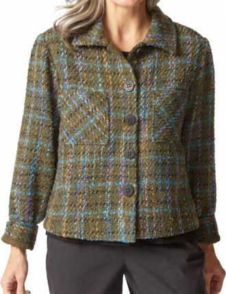 Habitat Confetti Plaid Shacket In Avocado