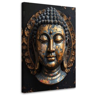 Feeby Cuadro Sobre Lienzo, Estatua De Buda Negra Zen Spa Orient, 80x120