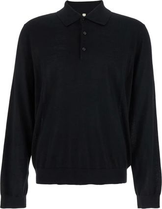 Sunflower Tops, Heren, Zwart, S, Zwarte Merino Polo Trui