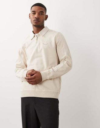 Paul Smith Felpa bianca con zip corta-Bianco