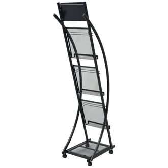 Berkfield Home Magazine Rack 40x32x131 cm Black A4 | Size: 40 x 32 x 131 cm
