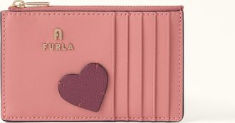 Furla Camelia Porta Carte Di Credito M Toni Rosewood Rosa Pelle Di Vitello Sidney + Inserto Con Motivo A Cuore Donna