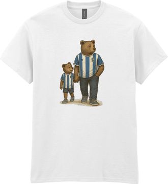 Generic SWFC Inspired Bear Family Graphic T-Shirt, White Cotton, Casual Short Sleeve, Designed by On The Terrace (UK, Alpha, L, 5XL, Regular, Regular)