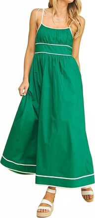 Pinch Design Sleeveless Maxi Dress In Green