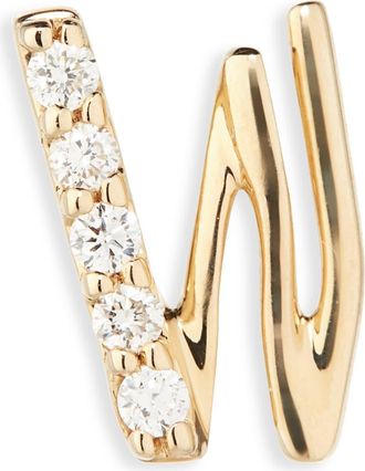Lana Jewelry 14K Gold Diamond Initial Single Stud Earring in Yellow Gold - W at Nordstrom Rack