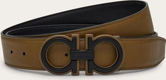 Ferragamo Men Reversible and adjustable Gancini belt Black