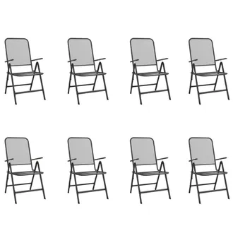 Berkfield Home Beautiful 9 Piece Garden Dining Set Anthracite Metal Mesh in Black