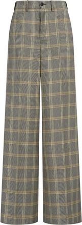 Marni Wide Trousers, female, Gray, Size: 2XS Checked tech wool palazzo trousers