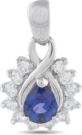 Luxury Bazaar Platinum 0.29ct Diamond and Blue Pear Sapphire Pendant MF08-110425