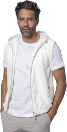 Eleventy Hooded Zip-Up Knit Vest - Heren - Bodywarmers - Wit - L - Wol - Jassen