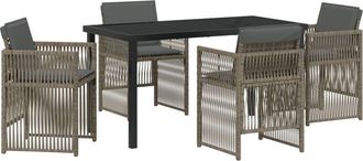 vidaXL Garden Dining Set 5 pcs Light grey Poly rattan Vidaxl