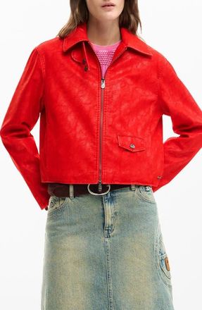 Desigual Faux Leather Jacket in Red at Nordstrom, Size X-Large