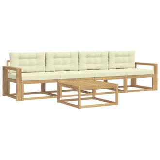 vidaXL Conjunto De Sof&aacute;s De Exterior Con Coj&iacute;n 4 Pcs Blanco Y Crema Vidaxl