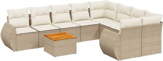 vidaXL Set De Sof&aacute;s De Jard&iacute;n 9 Pzas Con Cojines Rat&aacute;n Sint&eacute;tico Beige Vidaxl