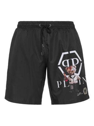 Philipp Plein Zwembroek met Teddy-print - Zwart