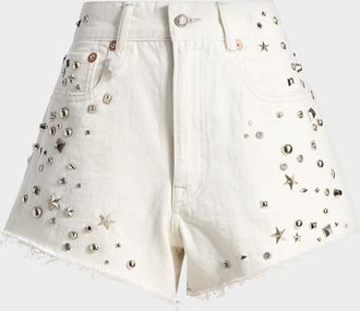 R13 Studded Boyfriend Shorts