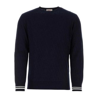 Valentino Garavani Round-neck Knitwear, male, Blue, Size: S Maglia Toile Iconographe
