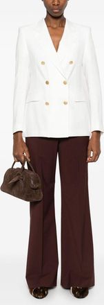 Tagliatore Womens Double-breasted Jacket - White viscose - Size EU 46 (Womens)