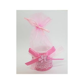 Trade Shop Trade Shop - Bomboniera Scatolina Rosa Fiore Sacchetto Organza Portaconfetti Nascita Battesimo