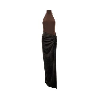 Andamane Maxi Jurk Jessie - Dames - Maxi kleedjes - Bruin - XS - Polyester - Kleedjes